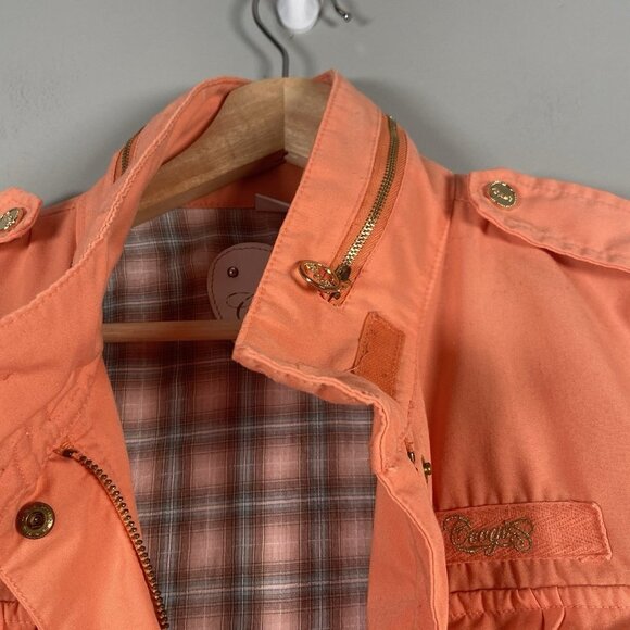 Coogi Jacket Womens Size M Orange Studded Hood Casual Full Zip Australia Cotton - Picture 8 of 16